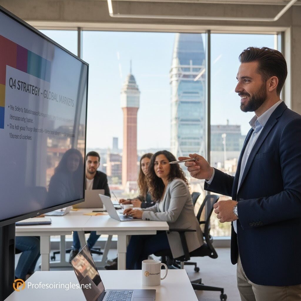 Profesor nativo dando clase de inglés en Barcelona
