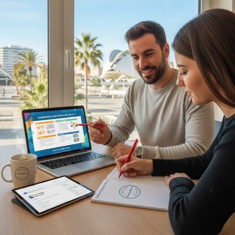 Profesor nativo dando clase de inglés en Valencia