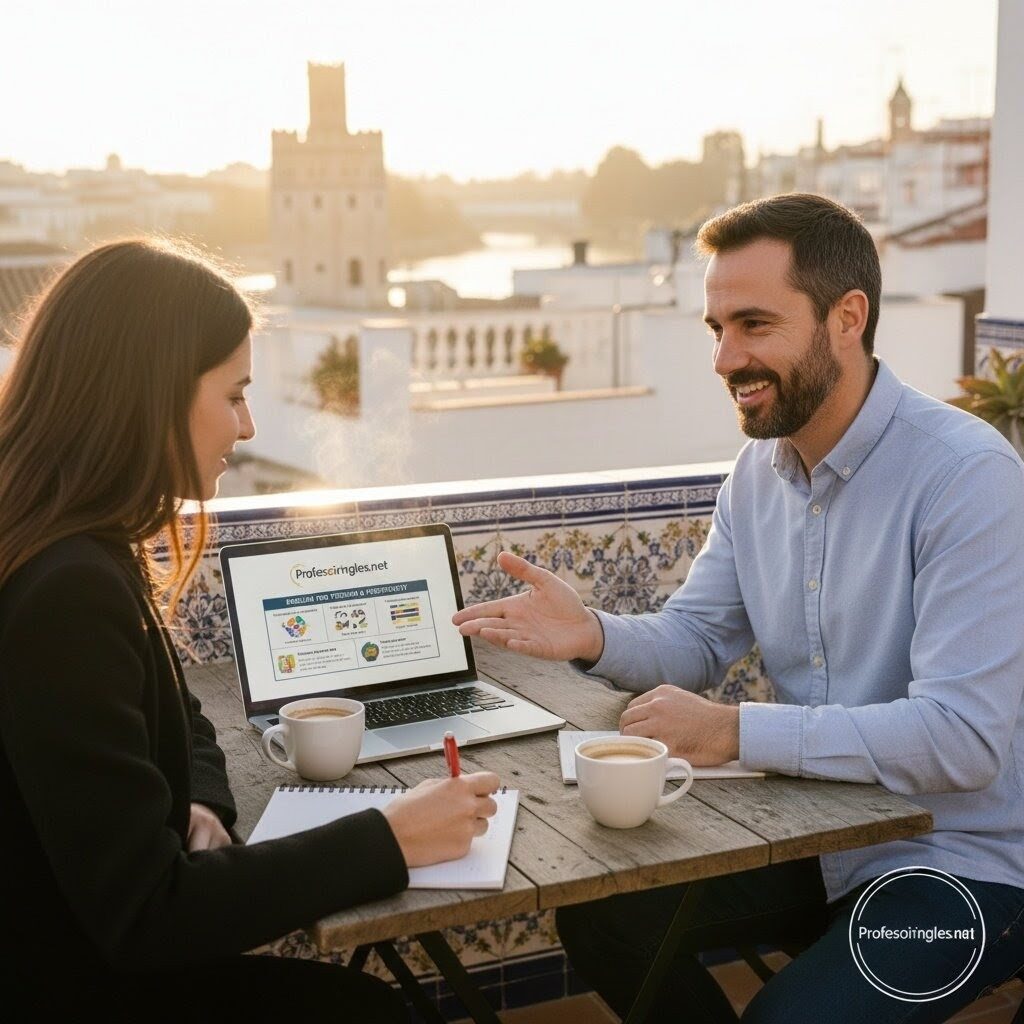 Profesor nativo dando clase de inglés en Sevilla